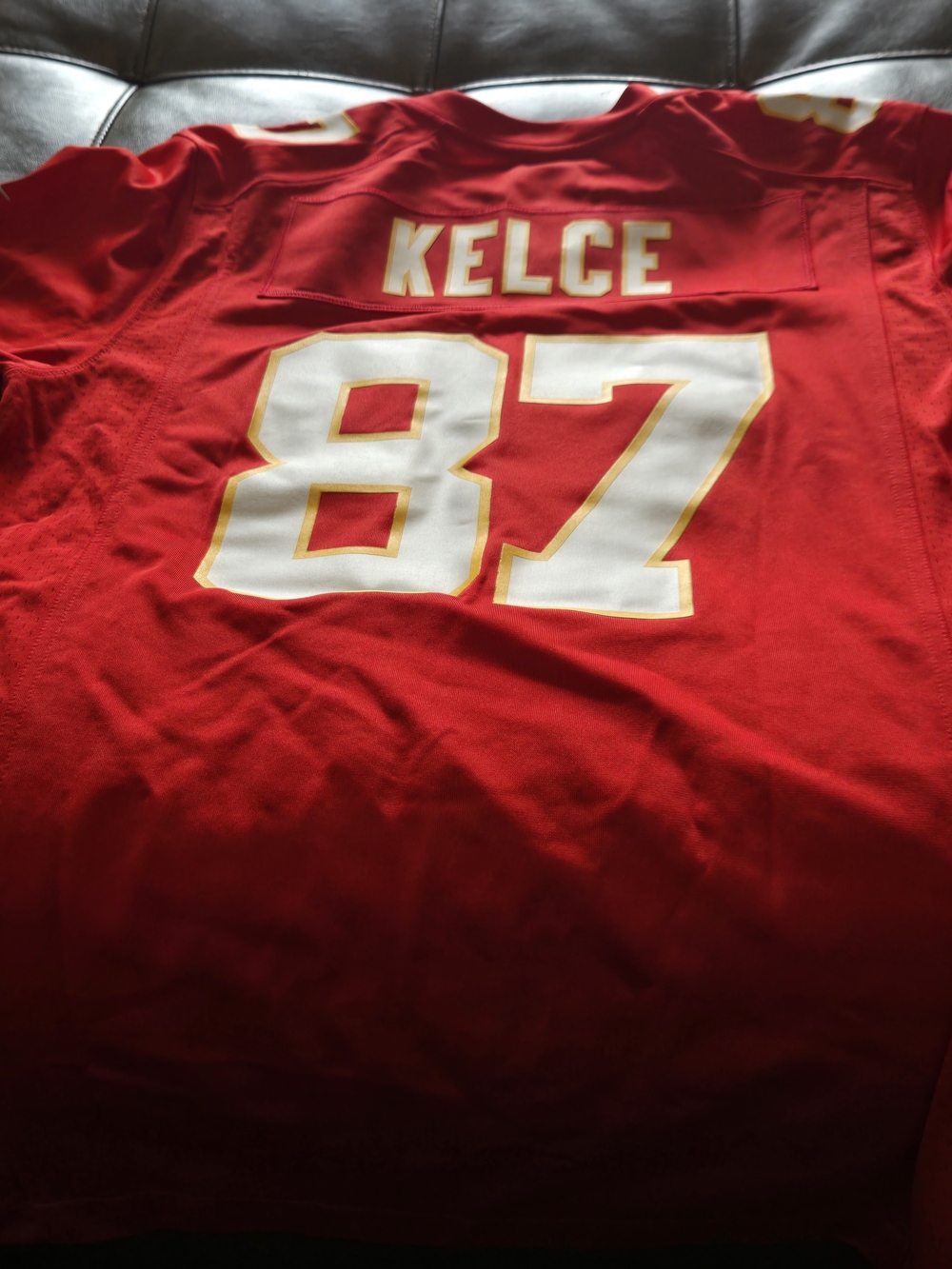 New NFL Kansas City Chiefs Red #87 Football Jersey with White and Gold Accents - Picture 3 of 3
